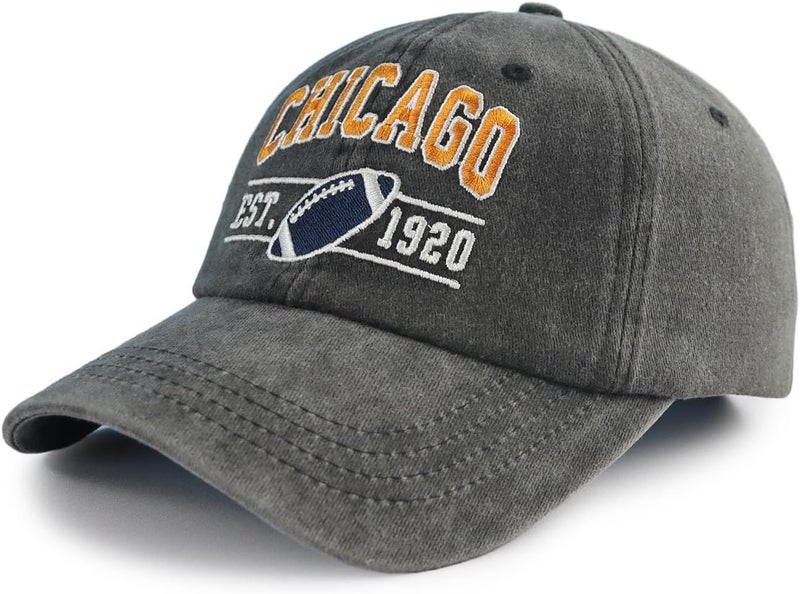 Terojnkl Embroidered City Football Hat for Men Women, Adjustable Unisex Cotton Fans Baseball Cap - Image 2